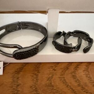 White House Black Market Black Hematite Pave Bracelet and earring set